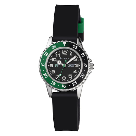 Tikkers Black Silicone Strap Time Teacher Watch