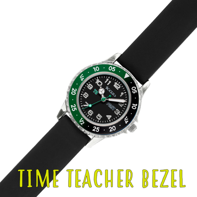 Tikkers Black Silicone Strap Time Teacher Watch