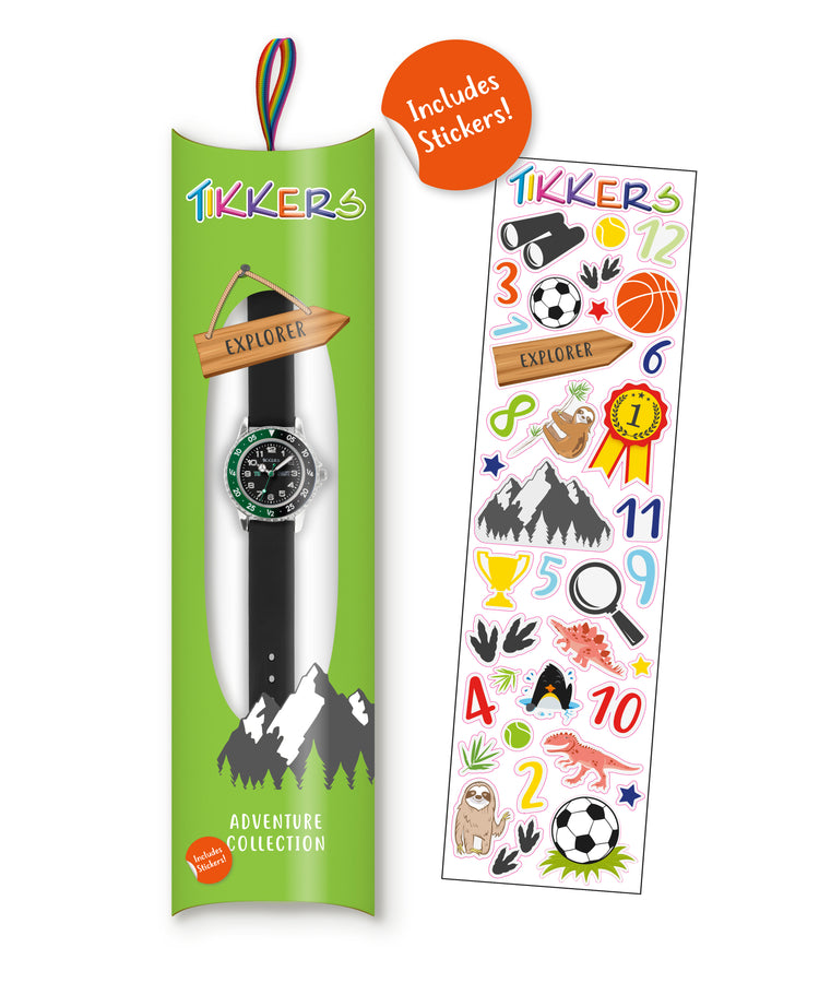 Tikkers Black Silicone Strap Time Teacher Watch