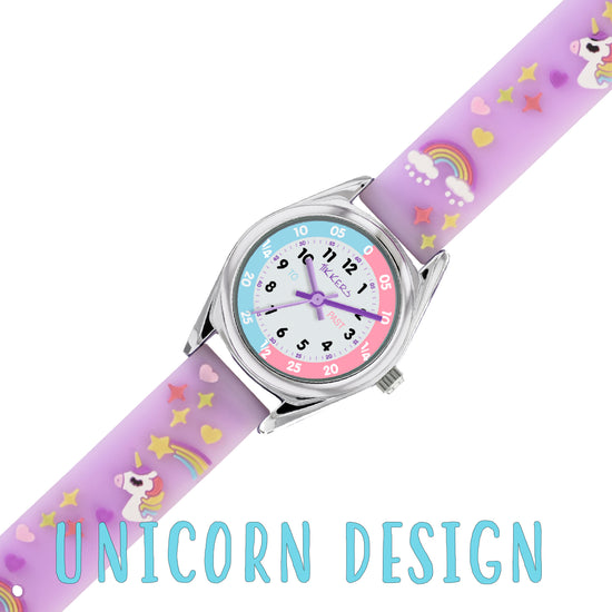 Tikkers Purple Silicone Strap 3D Unicorn Watch