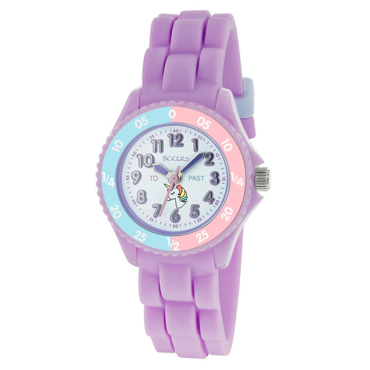 Tikkers Purple Silicone Unicorn Dial Time Teacher Watch