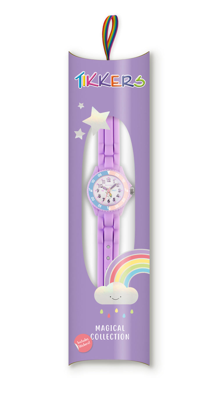 Tikkers Purple Silicone Unicorn Dial Time Teacher Watch