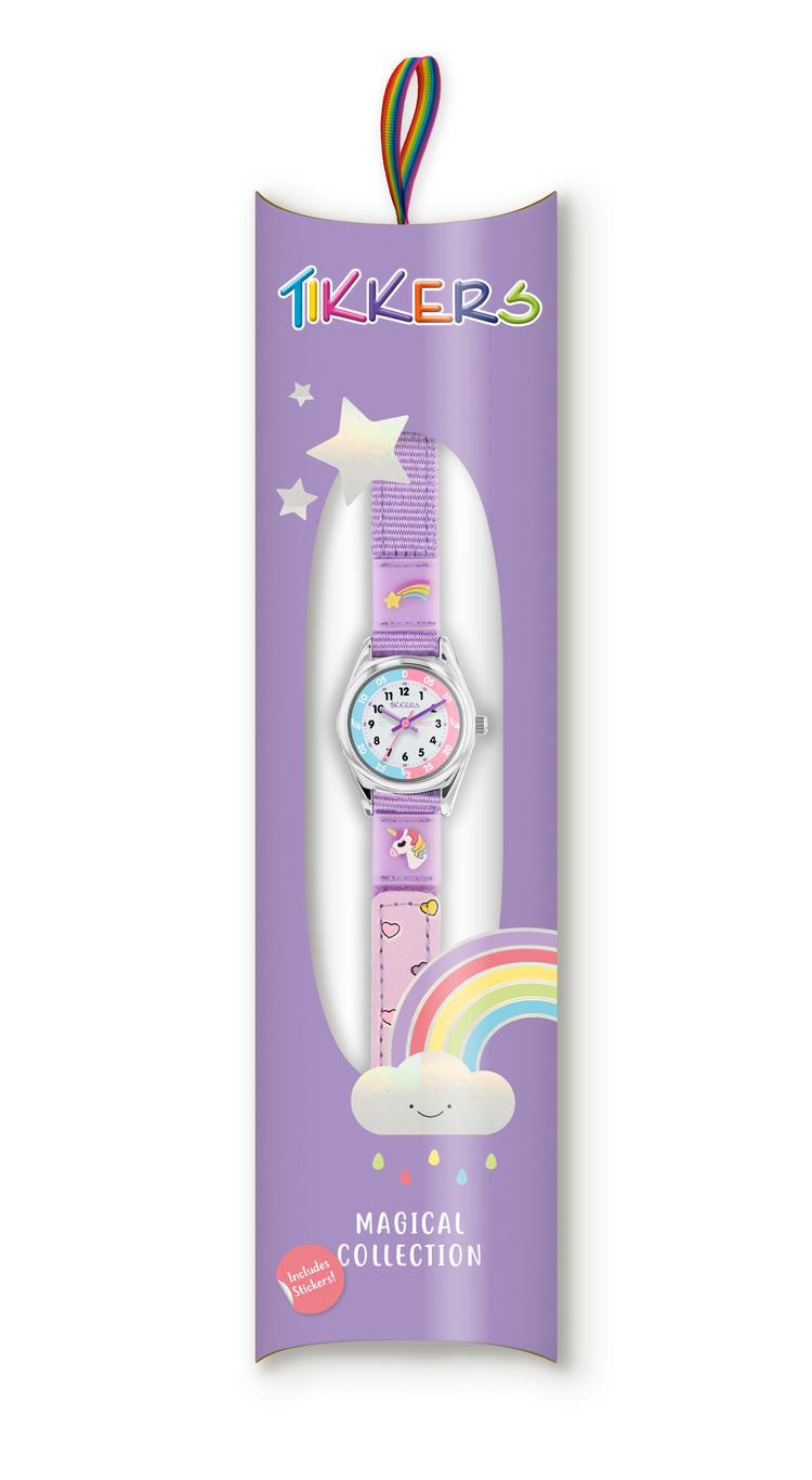 Tikkers Purple Canvas Strap Unicorn Watch