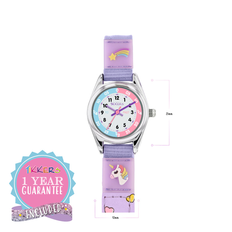 Tikkers Purple Canvas Strap Unicorn Watch