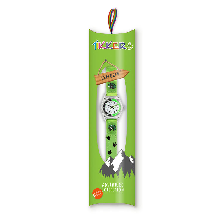 Tikkers Green Canvas Dinosaur Time Teacher Watch