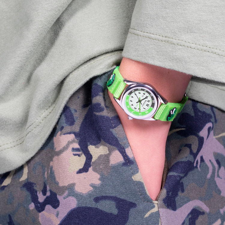 Tikkers Green Canvas Dinosaur Time Teacher Watch