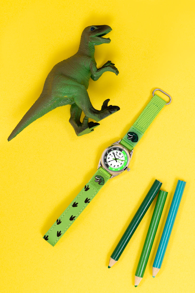 Tikkers Green Canvas Dinosaur Time Teacher Watch