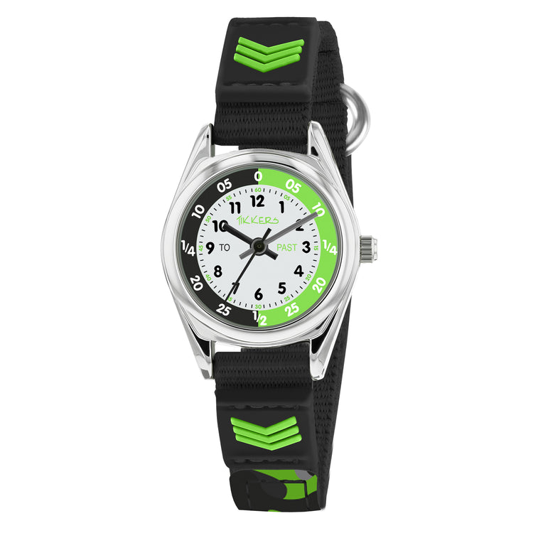 Tikkers Black Canvas Camo Time Teacher Watch