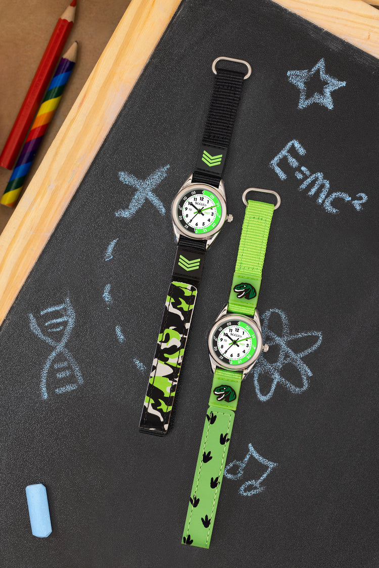 Tikkers Green Canvas Dinosaur Time Teacher Watch