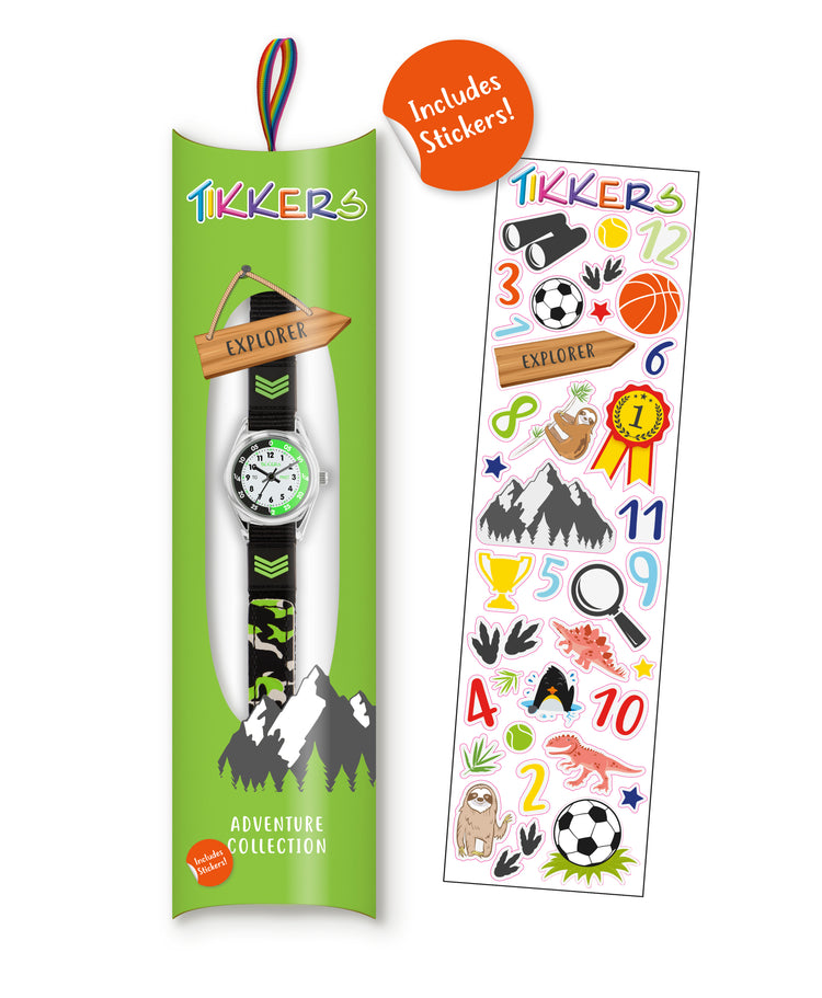 Tikkers Black Canvas Camo Time Teacher Watch