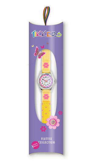 Tikkers Yellow Canvas Flower Time Teacher Watch