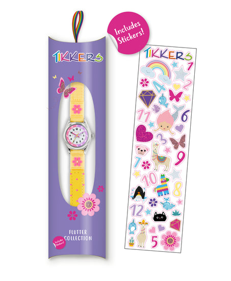 Tikkers Yellow Canvas Flower Time Teacher Watch