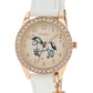 Tikkers White PU Strap Stone Set Watch