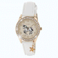Tikkers White PU Strap Stone Set Watch