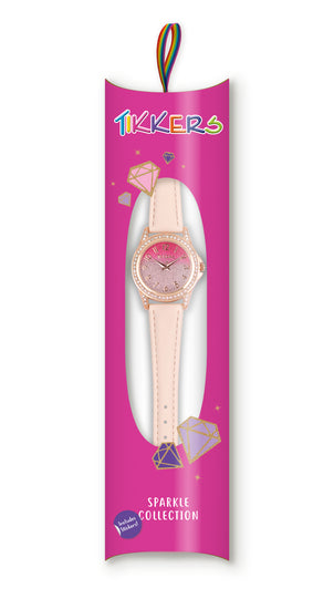 Tikkers Pink PU Strap Ombre Glitter Dial Watch