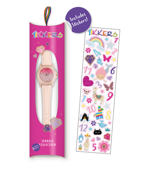 Tikkers Pink PU Strap Ombre Glitter Dial Watch