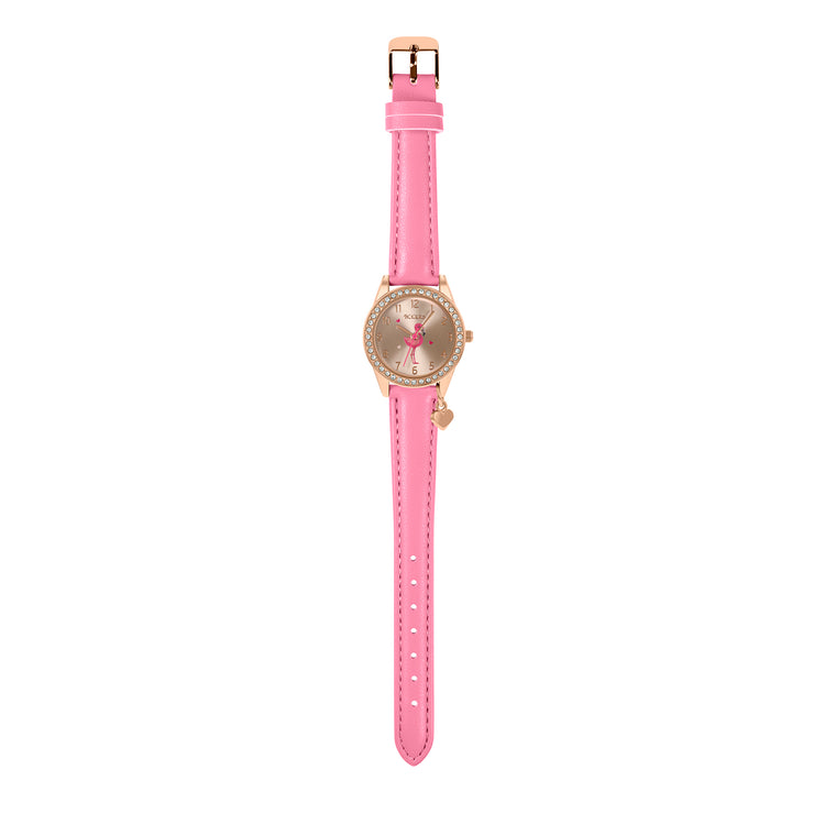 Tikkers Pink PU Strap Flamingo & Star Charm Watch