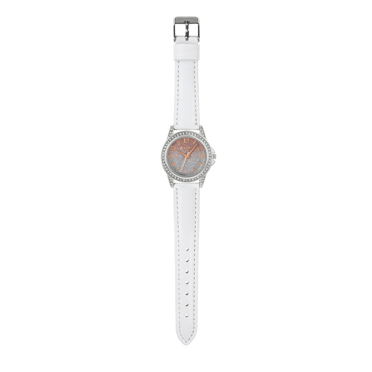 Tikkers White PU Strap Ombre Shimmer Dial Watch