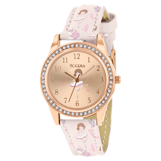 Tikkers Pink Strap Stone Set Ballet Dancer Watch