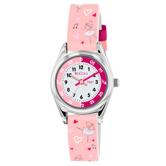 Tikkers Pink Silicone Time Teacher Ballet Dancer Watch