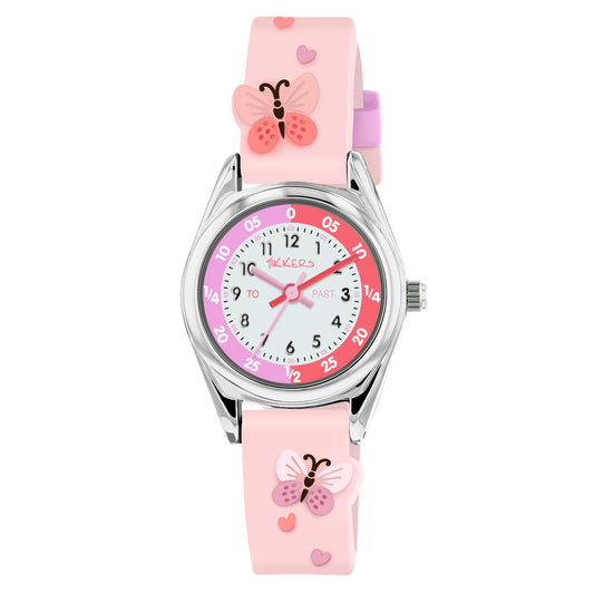 Tikkers Pink Strap Time Teacher Butterfly Watch