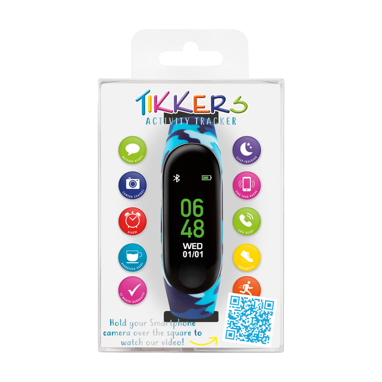 Tikkers Camo Blue Silicone Strap Activity Tracker