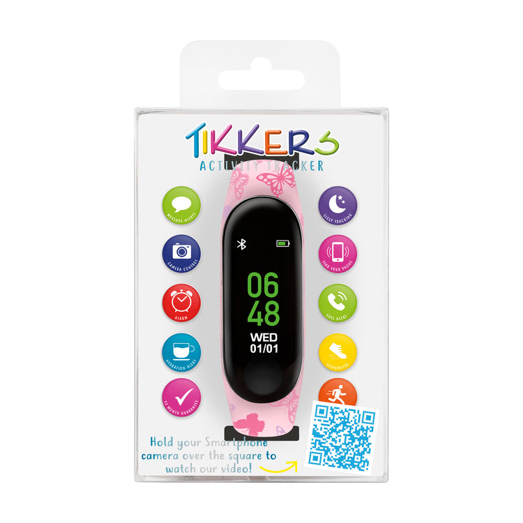 Tikkers Pink Butterfly Silicone Strap Activity Tracker