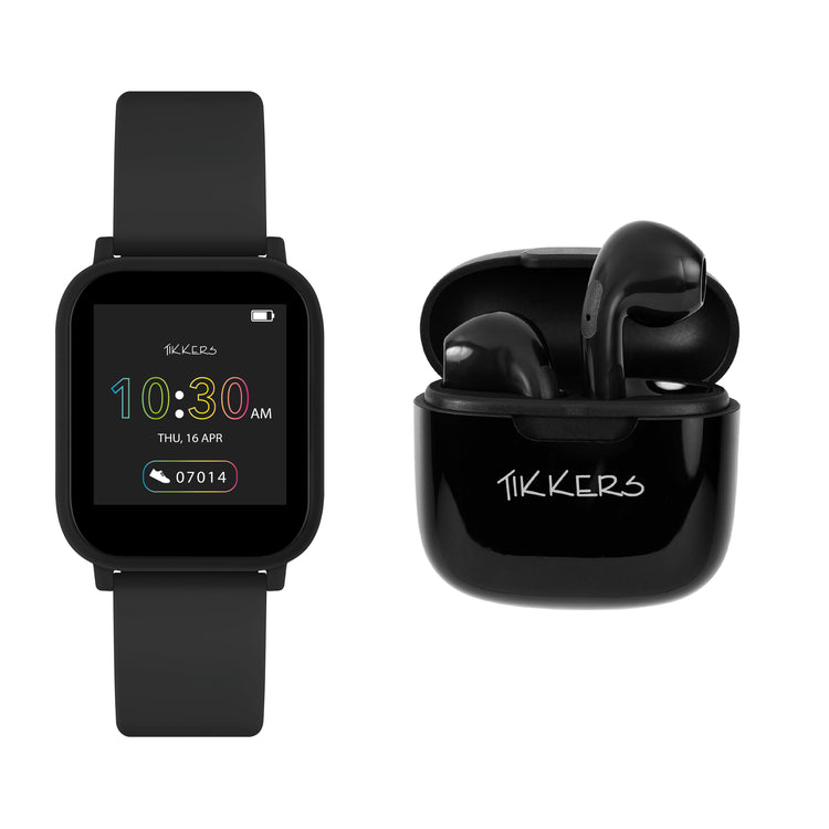 Tikkers Teen Series 10 Black smart Watch and Earbuds Set