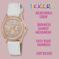 Tikkers White PU Strap Stone Set & Glitter Dial Watch